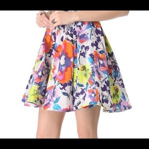 Alice + Olivia floral watercolor silk skirt